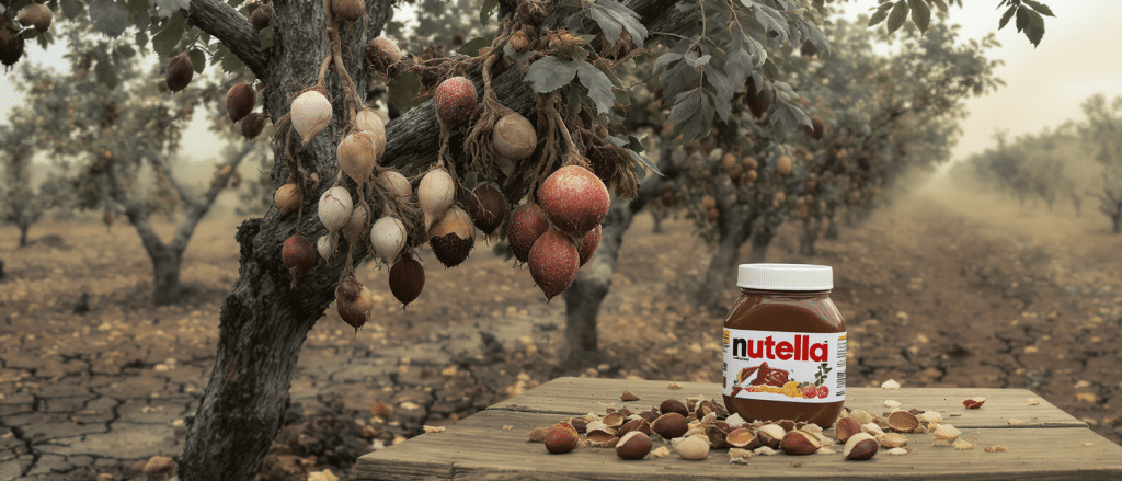 La fili&egrave;re des noisettes en p&eacute;ril : les effets du changement climatique sur la production, Nutella en premi&egrave;re ligne
